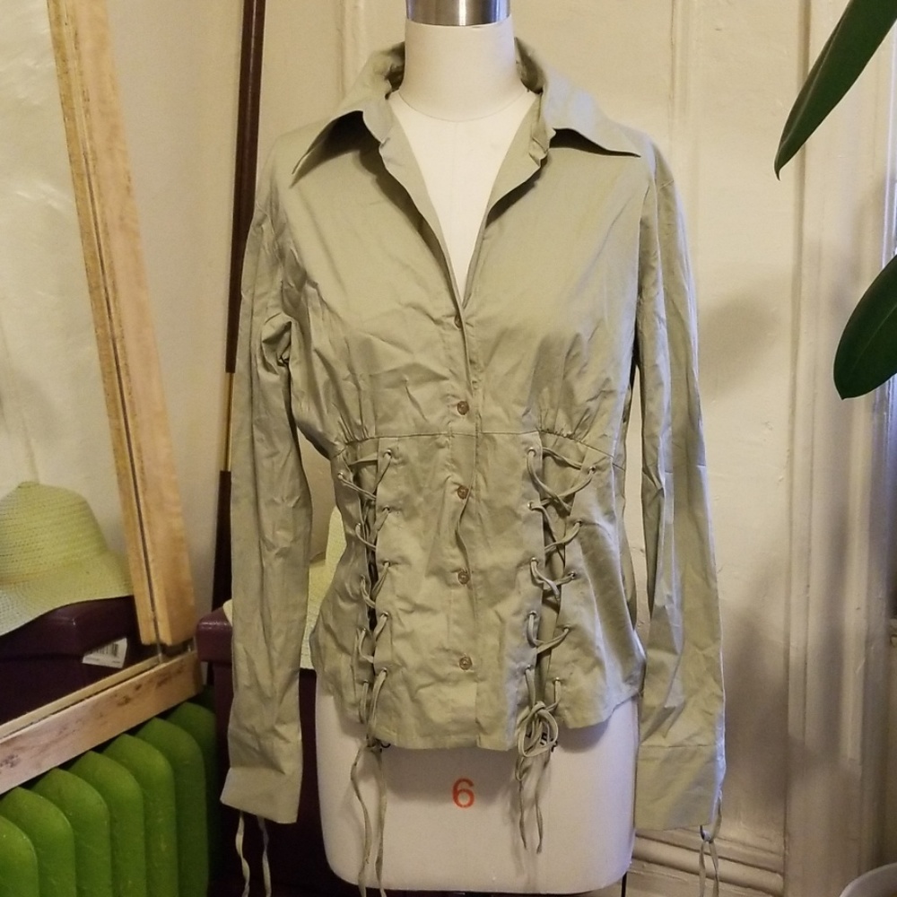 Vintage Light Green Bondage Style Shirt/Blouse NWT
